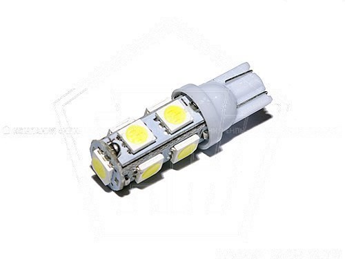 Лампа светодиод 12V Т10(W5W) KS-AUTO без цоколя 9SMD, белая 1-конт., габариты (T10 SMD 9)