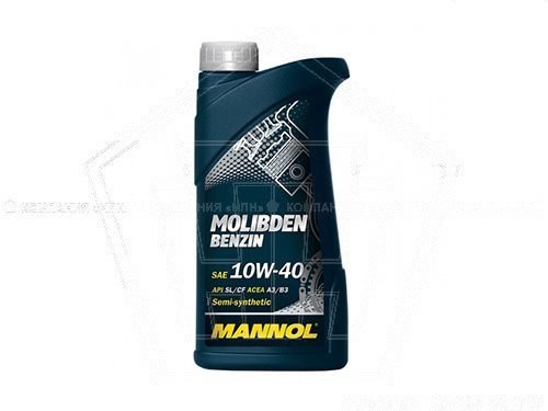 Масло MANNOL моторное 10W-40 Molibden Benzin   (1л) полусинтетика (7505-1)