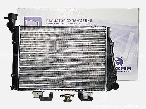 Радиатор охлаждения ВАЗ 2104-07 алюм. 2-ряд. (карб.) сборный, пласт.бачки LUZAR (LRc 01070)