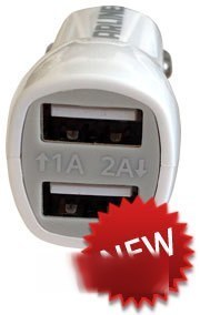Адаптер CARLINE в прикуриватель 2*USB (1А и 2.1А) 12/24В, белый