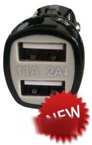 Адаптер CARLINE в прикуриватель 2*USB (1А и 2.1А) 12/24В, черный