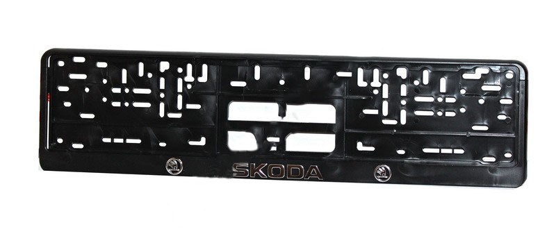 Держатель номера SKODA (рельеф.), серебро
